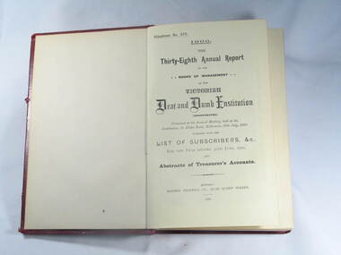 Book, Reports V.D.& D.I. 1900 to 1905