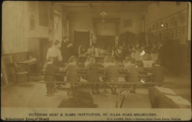 Postcard, N . J. Caire, VDDI Schoolroom, 1909