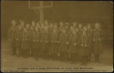 Postcard, N.J.Caire, Girls' Gymnastic Class, 1909