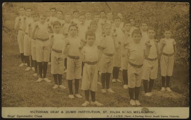 Postcard, N.J.Caire, Boys' Gymnastic Class, 1909?