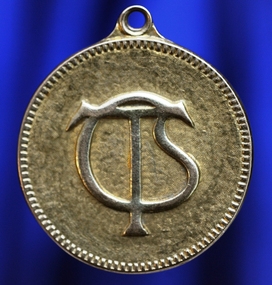 Medal: Collingwood Technical School Athletics Championship 1925, CTS 9ct Yellow gold school medal engraved on back ‘Athletic Championship /  Under 15 Years / J HARVIE’
