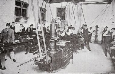 Photograph: Turning and Fitting class at Collingwood Technical School 1914