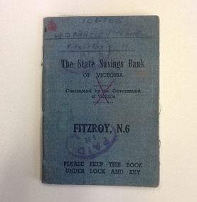 Bank Pass Book - CTS, State Saving Bank Pass Book, Collingwood Technical School 1951-1960, c1950