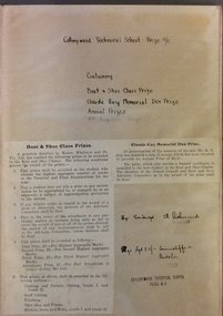 Account Book - CTS, Prize Account. Collingwood Technical School, 1927-1929