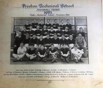 Photograph: PTS 1951 Football team, Photograph of Preston Technical School 1951 Football team