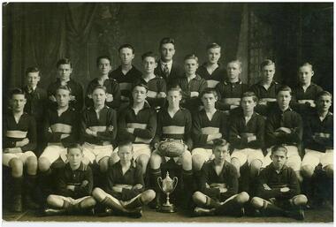 Photograph: CTS 1926 Football team, Photograph of Collingwood Technical School 1926 Football team with trophy cup