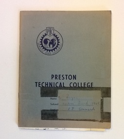 School Report Cards - PTC, Preston Technical College. Form book 1965. Comments: 1J, 1965