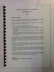Document, Marketing Plan: Corporate Communications Department 2002, 2002
