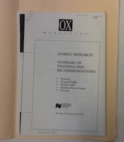 Report: Market Research - NMIT, Market research 1998: Findings and recommendations, 1998