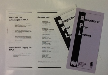 Brochure - NMIT, RPL: Recognition of Prior Learning, 1997