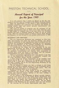 Report: Annual report Preston Technical School 1949