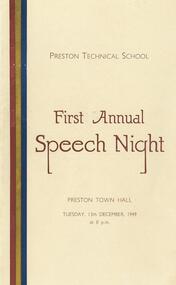 Program: First Annual Speech Night Preston Technical School 1949