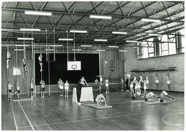 Photograph: PCOT students in gym c1980s