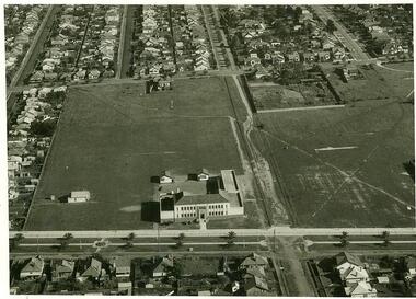 Photographs:  PTS Admin Building c1940s aerial view, Photographs:  Preston Technical School Administration Building c1940s aerial view
