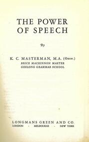 Book: The power of speech, 1952
