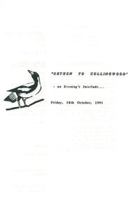 Memorabilia: Return to Collingwood Reunion 18 October 1991