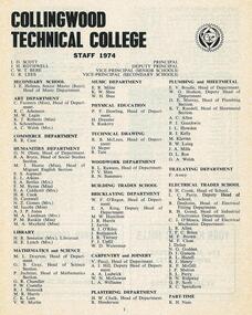 Staff List: CTC 1974