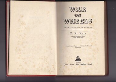 Book, CR Kutz, War on wheels: The evolution of an idea, 1941