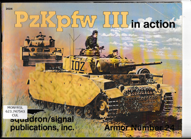 Book, Bruce Culver, PzKpfw III in action, 1988
