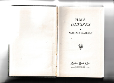 Book, Readers Book Club, H.M.S Ulysses, 1957