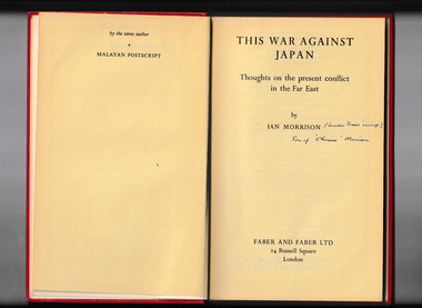 Book, Ian Morrison, The war against Japan, 1943