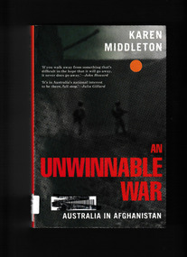 Book, Melbourne University Press, An unwinnable war : Australia in Afghanistan, 2011