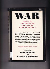 Book, Leon Bramson, War: Studies from psychology, sociology, anthropology, 1968