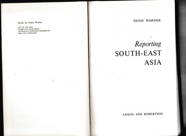 Book, Angus & Robertson, Reporting South-east Asia, 1966