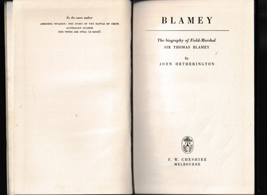 Book, Chesire, Blamey, 1954