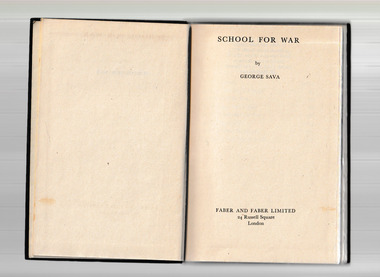 Book, Faber and Faber, School for War, 1952