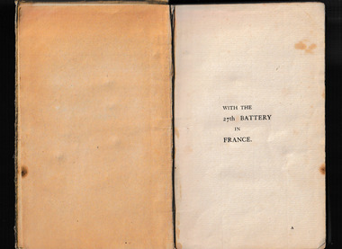 Book, St. Clements Press, le With the 27th Battery in France : 7th Bde., Australian Field Artillery, 1919