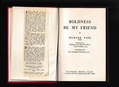 Book - Boldness be my friend, Readers Book Club, 1954