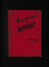 Book, CJ Hambro, I saw it happen in Norway, 1940