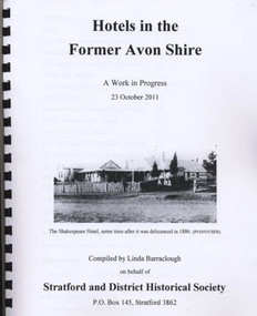 Book, Barraclough, Linda, Hotels in the former Avon Shire: A Work in Progress, 2011