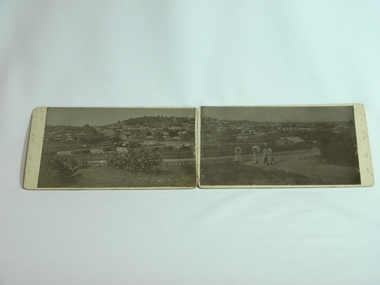 Photograph Daylesford Panorama, J. J. Crawford, Western Avenue to Wombat Hill woman and two girls c1900, Circa 1900