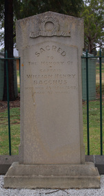 Photograph - Colour, Clare Gervasoni, Headstone of the grave of William Henry Bacchus, 14/01/2012