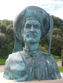 Photograph - Colour, Clare Gervasoni, Sculpture of Portuguese explores at Warrnambool, 02/09/2012