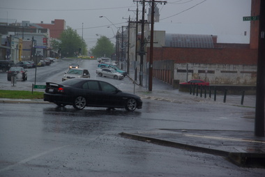 Photograph - Colour, Clare Gervasoni, Rain Inundation on the corner of Armstrong Street (south) and Eyre Streets, Ballarat, 2011, 22/10/2011
