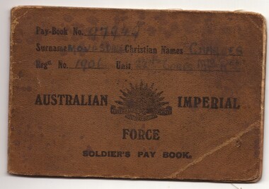 World War One Pay Book, Charles Moulsdale Pay Book