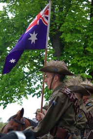 Photograph - Colour, Clare Gervasoni, Members of the Creswick Lighthorse Reenactment Group at the Ballarat Arch of Victoria Rededication, 2011, 06/11/2011
