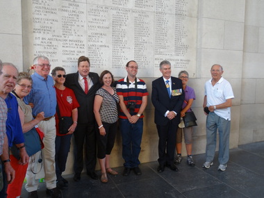 Photograph - Colour, Australian tour party at Menin Gate with Senator Michael Ronaldson, 2014, 18/07/2014