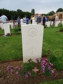Photograph - Colour, Ann Gervasoni, Gravestone for F. Rawlings, Pheasant Wood Cemetery, Fromelles, 2014, 19/07/2015