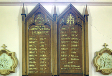 Photograph - colour, Clare Gervasoni, World War One Honour Board at St John's Anglican Church, Colac, 2015, 23/08/2015