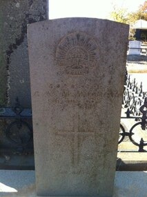 Photograph - Colour, Jim Bartok, George McWilliam gravestone, 25/04/2014