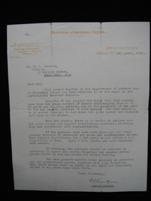 Letter from Department of Agriculture to H. Jenkins