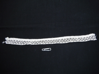 length of lace trim on black background