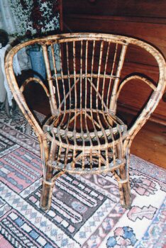 small bentwood and wicker armchair