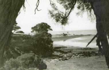 Photograph - Black and white landscape photograph of cove, c.1939