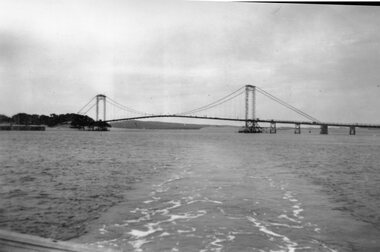 Photograph - Black and white photograph of the first Phillip Island Bridge, c.1940