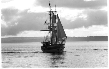 photograph of a ship sailing